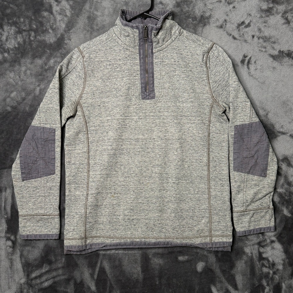 Fat Face The Airlie Quarter Zip Pullover Mens Size S Grey Elbow Patches 7103